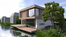 feestelijke eerste paal drie villa's gele lis