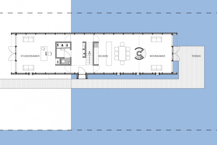 HOYT architect zinken schip rotterdam modern wonen aan het water particulier plattegrond