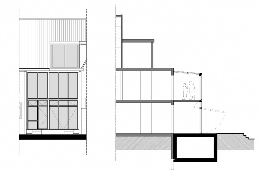 rotterdam glazen uitbouw modern architectuur glas jaren 30 particuliere woning HOYT architect gevel doorsnede