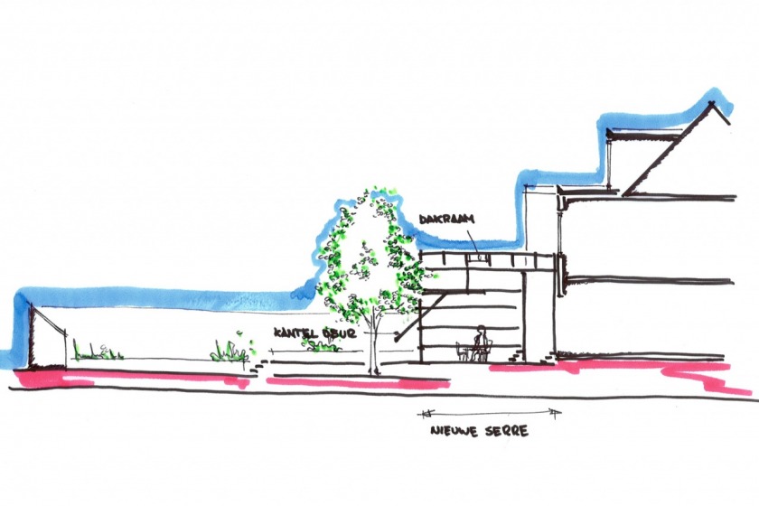 rotterdam glass extension modern architecture 30's private client HOYT architect sketch