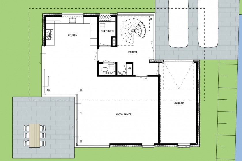 Villa woonhuis leisteen stucwerk aluminium ramen dakterras HOYT architecten