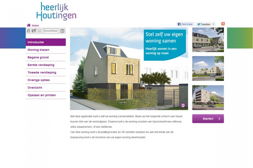 HOYT architect multimedia web applicatie woonwijzer woning configurator woning samenstellen klikken opties uitbouw nieuwbouw project Heerlijk Houtingen Hoogvliet Rotterdam