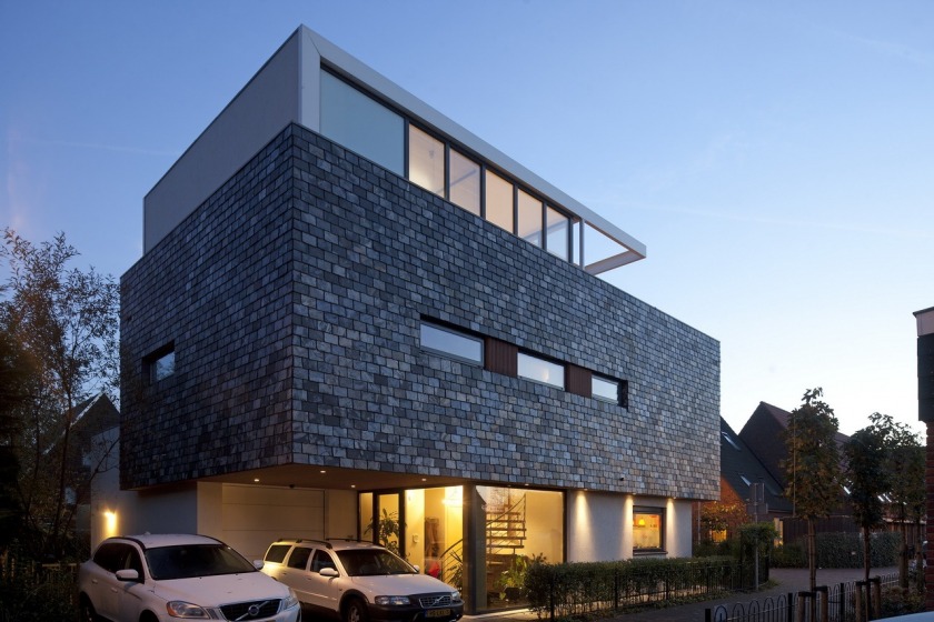 The Hague slate plaster modern architecture residence villa house parking