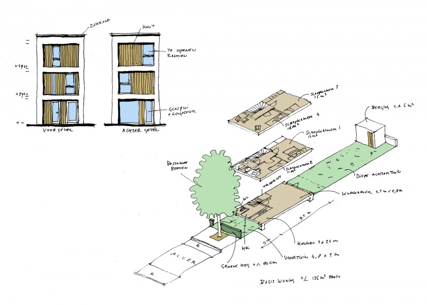 housing plaster brick town house HOYT Architects